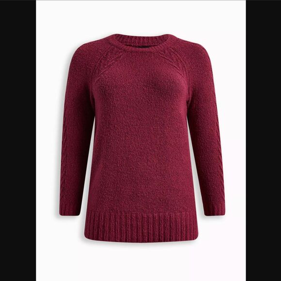 Torrid Cashmere Pullover Sweater 3X 22 24 Vegan Tunic Crew Neck Berry Pink Soft - Picture 7 of 11